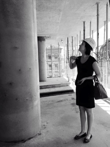 Julia Gamolina on site while working at Studio V Architecture, 2015 | Photo courtesy Julia Gamolina