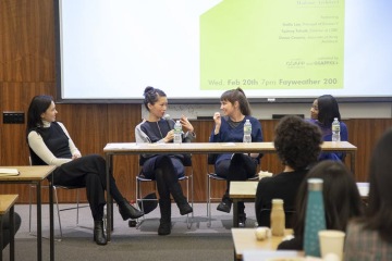 Julia Gamolina (picture left) on a Panel at Columbia GSAPP | Photo courtesy GSAPP