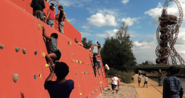 Climbing Wall in Queen Elizabeth Olympic Park, London | Photo by Tim Gill