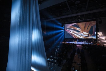 Yosuke Hayano, principal architect at MAD Architects highlights the studio's work at reSITE. Photo courtesy of Tomáš Princ