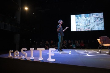Beatrice Leanza, Co-founder of B/Side Design and Executive Director of the MAAT Museum speaking at reSITE 2019 REGENERATE | Photo courtesy of Tomáš Princ