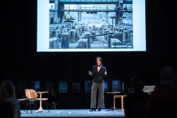 Jee Liu, co-founder of architecture studio WallaceLiu speaking at reSITE 2019 REGENERATE | Photo courtesy of Tomáš Princ